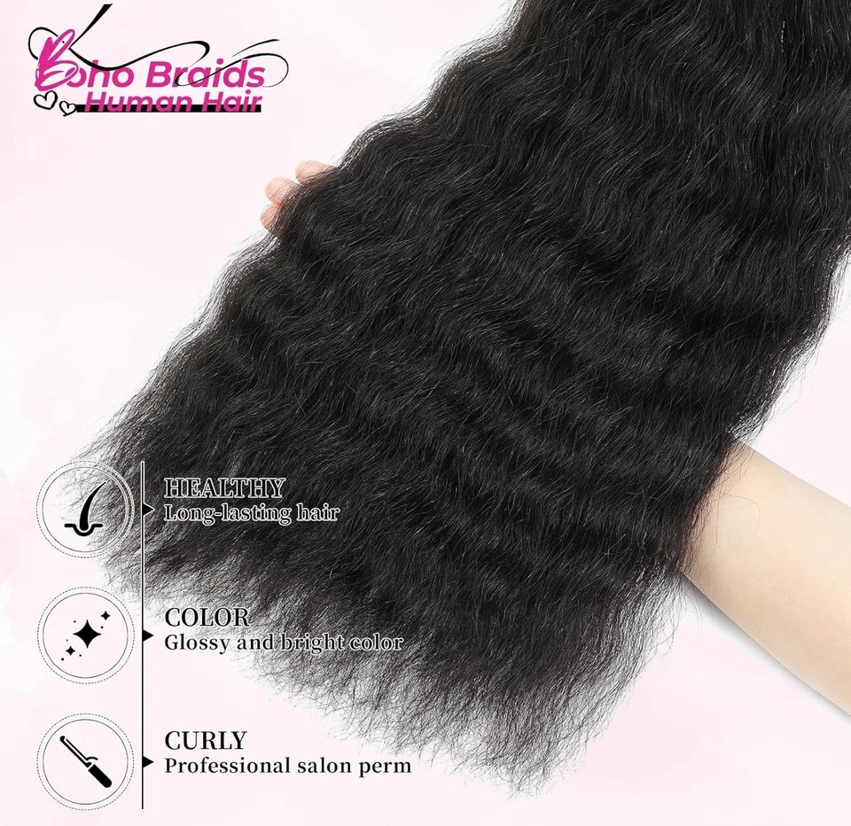 Cabello humano para trenzar trenzas boho 4 paquetes 100 g 18 pulgadas Foto 4 de 4