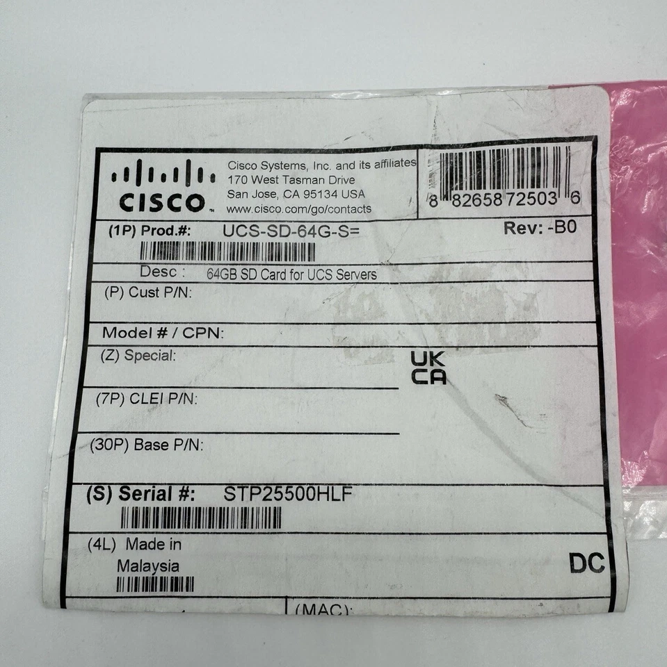 Cisco UCS-SD-64G-S 64GB SD Card Flash Memory Module for UCS Servers NEW - Image 2 of 3