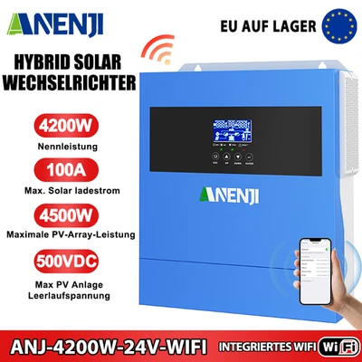 ANENJI 4200W 24V 230Vac Hybrid Solar Wechselrichter Inverter On+Off Grid MPPT 100A 500V