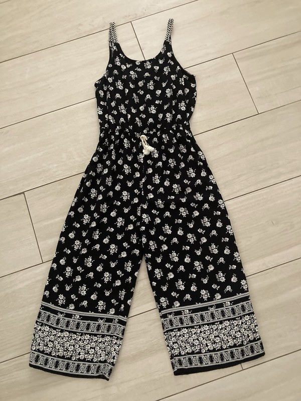 art class girls romper Size L 10/12 Black/White