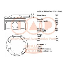 IAP QUALITY PARTS 100-17056 Kolben für TOYOTA LAND CRUISER 90 (J9) LAND CRUISER
