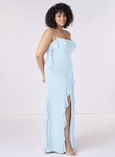 Barbie AZAZIE 1001 Sky Blue Bow Chiffon Prom Formal Bridesmaid NWT Size 12 - NEW