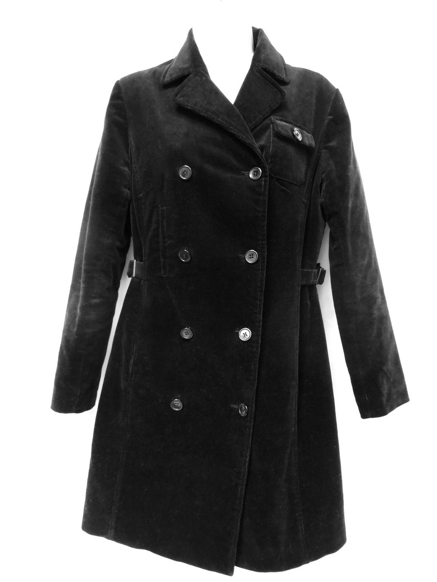 MAX MARA Womens Black Corduroy Double Breasted Long Trench