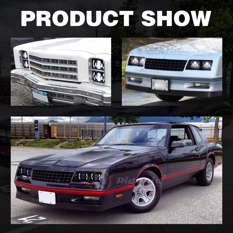 2x 4x6" DRL Hi-Lo Projector LED Headlight 120W For Chevy Mercury Plym Pontiac - Image 3 of 4