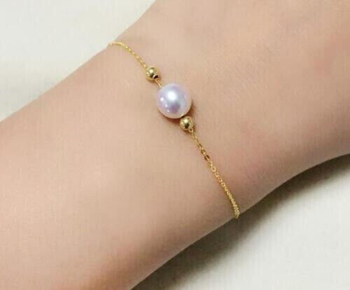 10-11mm Round Natural South Sea White Real Natural Pearl Bracelet 14k Gold P - Picture 5 of 5