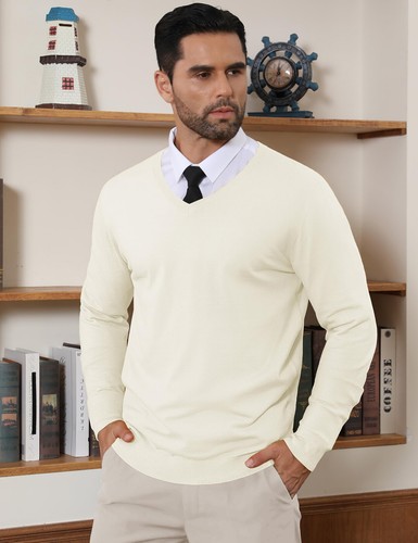 Herren V-Ausschnitt Pullover Langarm Strickpullover weich leicht Freizeitpullover - Bild 91 von 96