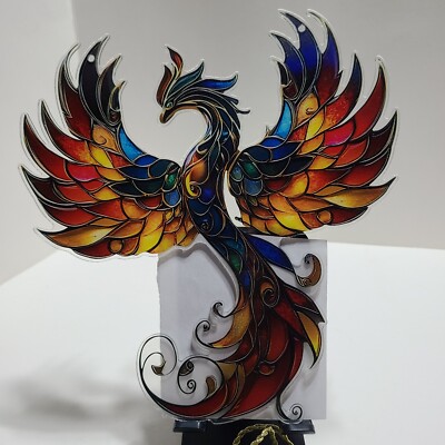 7.5''L x 7.5''H 2D Acrylic Multi Demensional 2 Sided Dragon Sun catcher w/Chain.