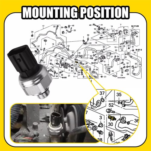 A/C Pressure Sensor 80450-T2F-A01 For Honda Accord Civic CR-V Odyssey Pilot HR-V - Picture 8 of 10