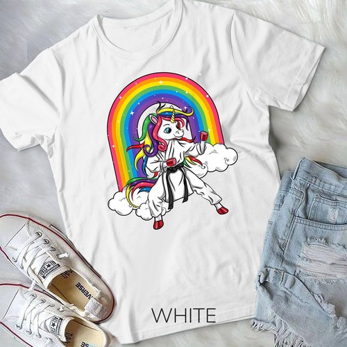 Rainbow Unicorn Karate Taekwondo MMA Judo Kids Girl Gift Unisex T-shirt - Picture 11 of 12
