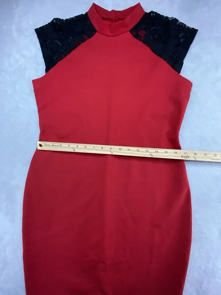 Vestido para mujer Bold Elements corte a curva grande rojo ceñido al cuerpo sin mangas cuello alto Foto 4 de 4