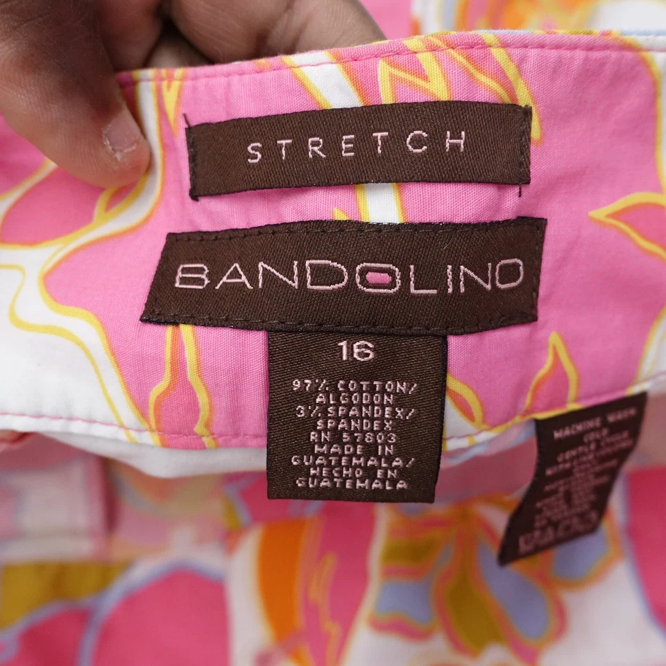 Pantalones Cortos Bandolino Para Mujer 16 Rosa Floral Algodón Elástico Clásico Pierna Ancha Foto 4 de 4