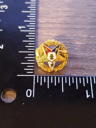 Gold tone ORDER OF THE EASTERN STAR HAT/LAPEL PIN mason masonic qe - 第 1/2 張圖片