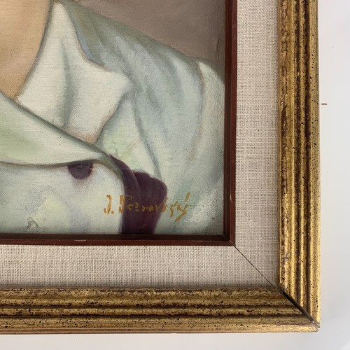 Stunning Vintage Portrait Classy 50s Lady Acrylic Painting Board Signed Framed - Picture 2 of 10