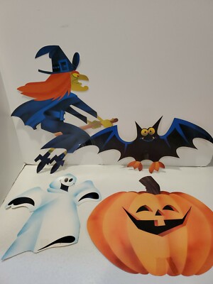 Vintage Halloween Die Cuts  Plus 15'' Stand up Tree Ghost Pumpkin Bat Witch 5 pcs