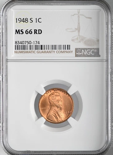 1948-S  1C LINCOLN WHEAT CENT "SAN FRANCISCO MINT" NGC MS66 RD (RED)#8340750-174