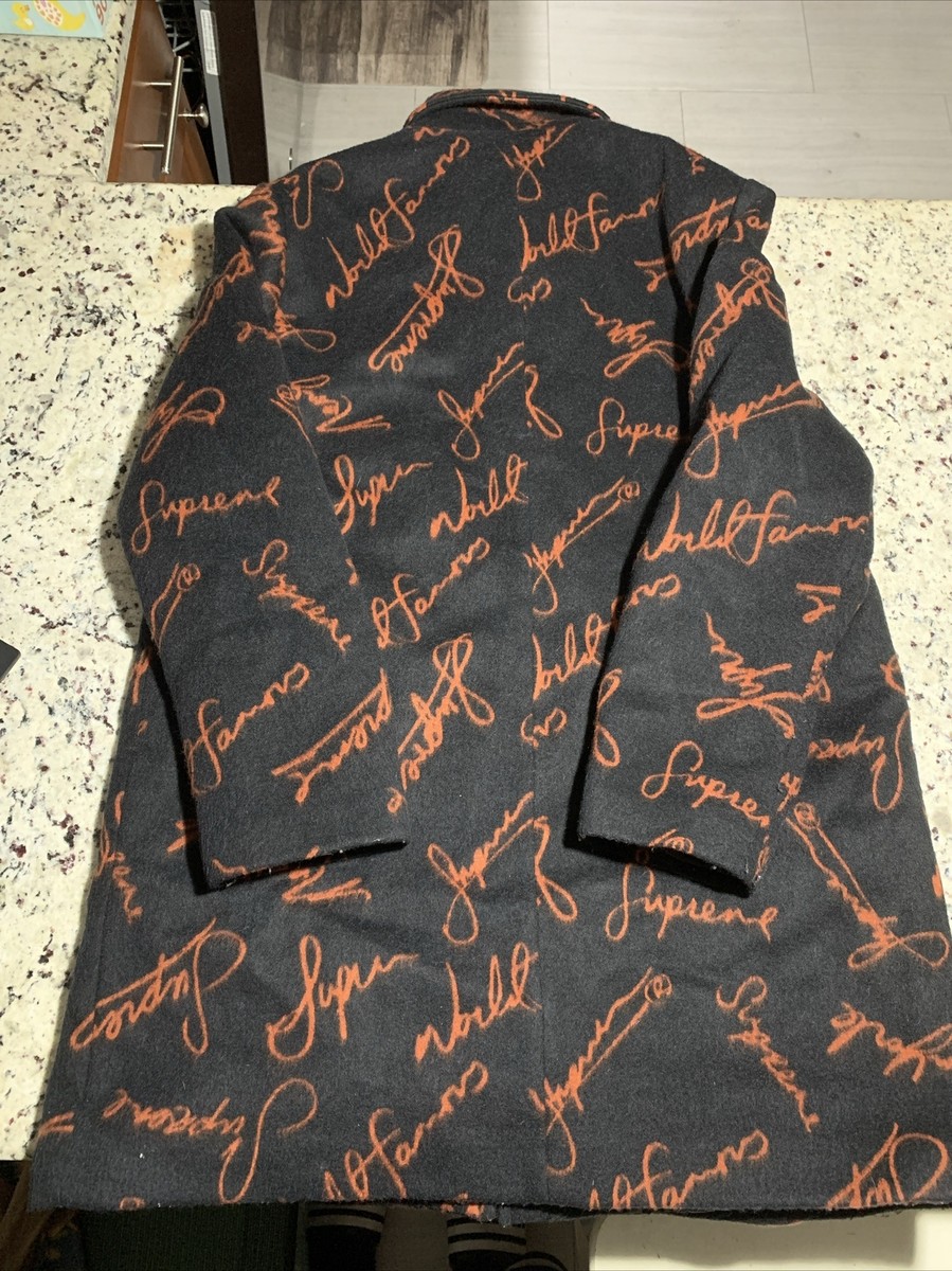 Supreme Script Logos Wool Overcoat Sz L | eBay Supreme Script Logos Wool Overcoat Sz L | eBay