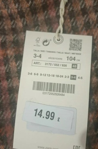 Zara Girls winter Dress, age 3-4, checked - Picture 2 of 2