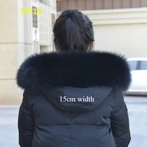 Women Men 100% Natural Fox Fur Collar Scarf 90*15cm Real Fur Trims Detachable - Picture 25 of 48