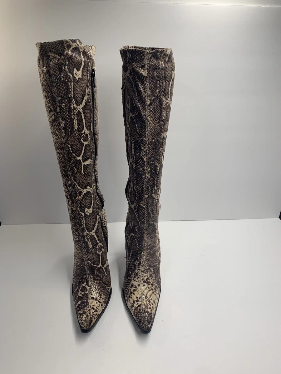 Steve Madden Happy Fabric Faux Snakeskin Knee High Boots Women s