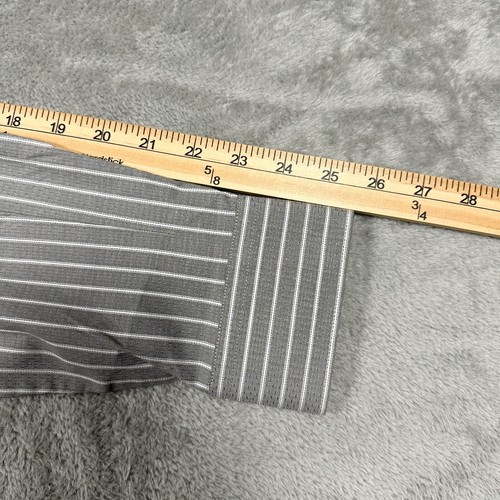 Perry Ellis Men’s Large Shirt Slim Fit Gray Striped Lycra Long Sleeve NWT New - Picture 15 of 22