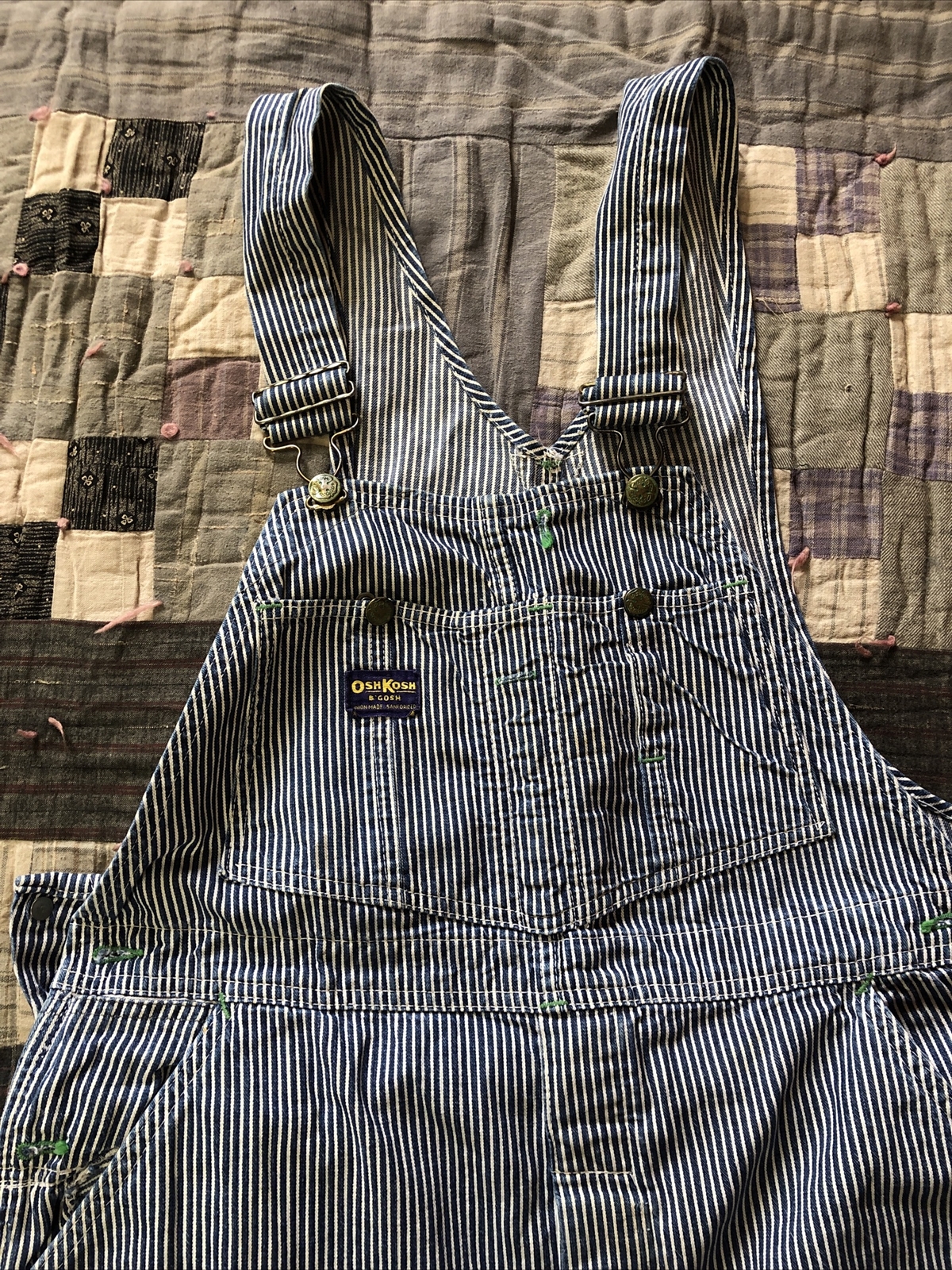 Vtg Oshkosh 60’s Hickory Stripe Overalls Sanforiz… - image 3