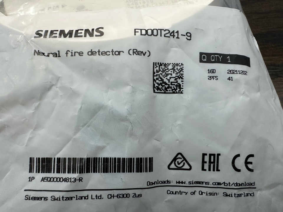 Détecteur De Fumée Incendie Siemens FDOOT241 - Neuf - Origine Suisse - Livraison Offerte