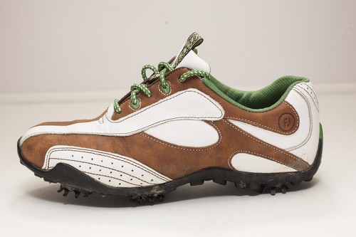FootJoy LoPro 7.5 Brown White Women's Golf Shoes - Picture 2 of 8