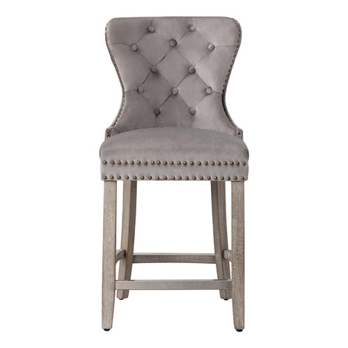 24" Tufted Velvet Counter Stool, Antique Gray - Picture 21 of 66