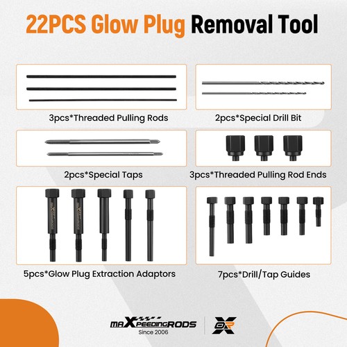22PC Glow Plug Electrode Removal Tool Set M8 M10 Diesel Engine Repair Kit - Bild 4 von 12