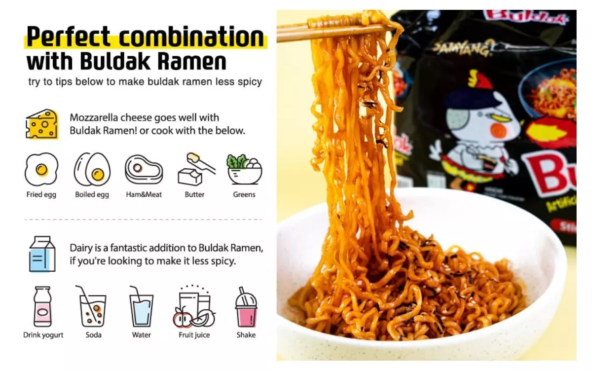 Samyang Buldak Chicken Stir-Fry Ramen, Korean Ramen, Pack of 5