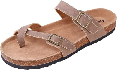 OUTWOODS WOMEN'S BORK-30 VEGAN LEATHER SLIDE ON SANDALS,BROWN,US SIZE 9 ,New