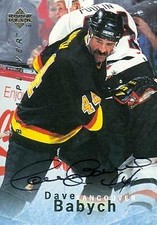 Dave Babych autographed Hockey Card (Vancouver Canucks) 1996 Upper Deck BAP #S94