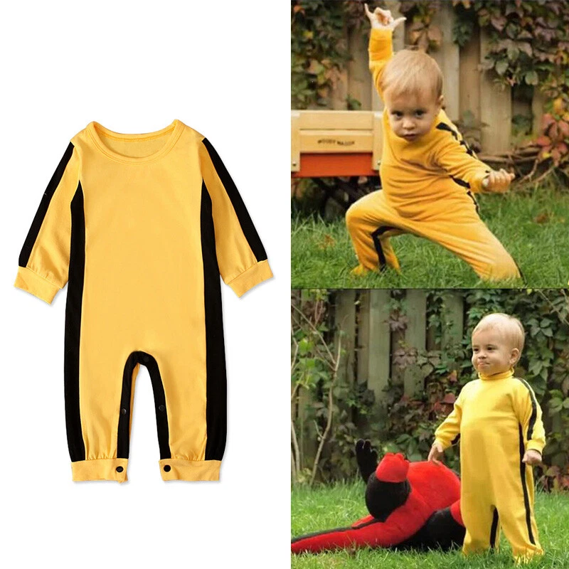 Kinder Kleinkind Baby Jungen Bruce Lee Spiel des Todes KungFu Strampler Overall Kostüm