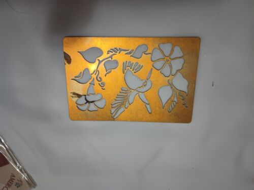 Lotto 5 stencil ottone massiccio disegni tradizionali americani fiore colibrì grazie - Foto 2 di 8