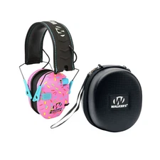 Walker's Razor Slim Electronic Ear Muffs Pink Sprinkles with Protection Case