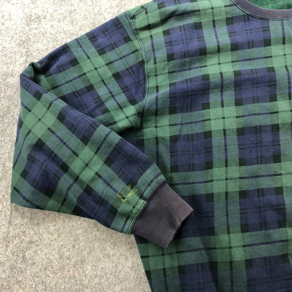 Sudadera Vintage Polo Ralph Lauren Para Hombre Mediana Reloj Negro Tartán Cuadros * Foto 4 de 4