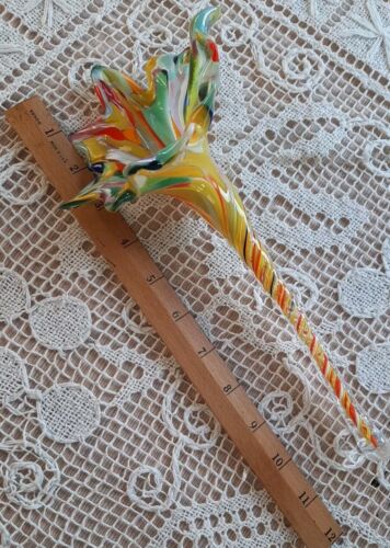 Matthew Kenyon Vidrio Soplado a Mano Multicolor Florero 11"L Indiana Artist - Imagen 10 de 11