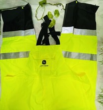 John Deere Classic E Rain Bib Coveralls Reflective Safety Workwear Size L. New