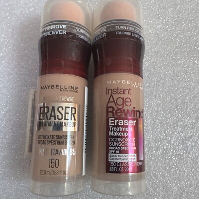2 MAYBELLINE Instant Age Rewind Eraser Treatment Makeup Classic Ivory 150