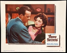 THREE SECRETS Original Movie Lobby Card Poster Pretty Ruth Roman Drama