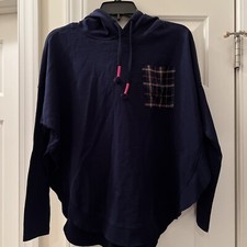 Crown&Ivy Navy Hooded Top Sweatshirt Size Small