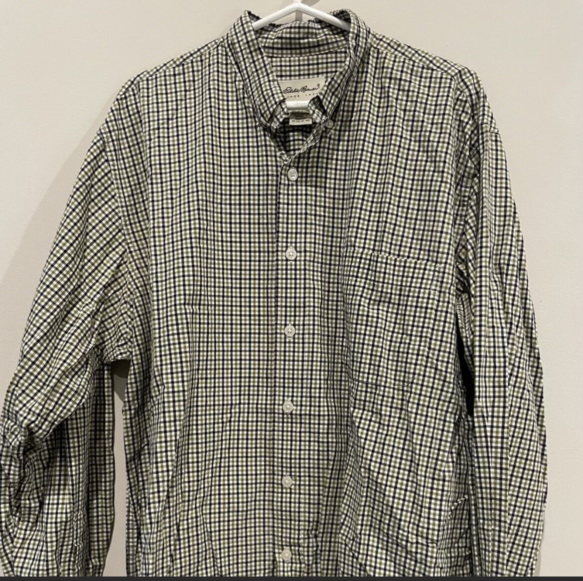 Eddie Bauer Mens Long Sleeve Large Plaid Button Down Shirt
