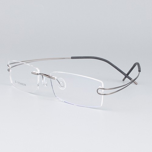 Herren Titan Brillenfassungen Rechteckig Brillen Randlos Flexibel Brille Rahmen - Bild 21 von 21