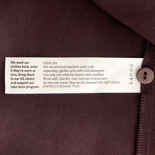 EILEEN FISHER Womens Size M Silk Shirt Button Front Eggplant Purple Long Sleeve - Picture 8 of 8