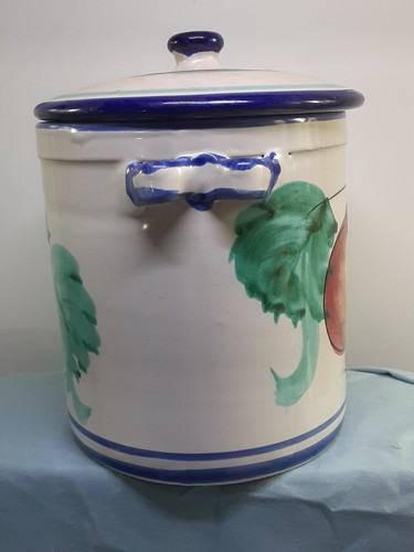 Vietri Buon Giorno Canister Crock W/ Lid Hand Painted, Fruit Design, Vintage - Picture 4 of 8
