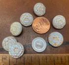 vintage 1/2" glass round milk glass 8pcs white opalescent made in Czechoslovakia