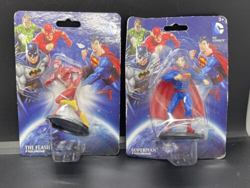 DC Comics The Flash & Superman Figurines Figure Cake Topper Red 2 3/4"  Lot of 2 - Photo 1/5