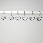 12pcs Decorative Crystal Heart Shape Shower hooks Rust Resistant Hooks Glide