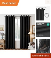 Blackout Curtains 90 Inches Long, Black Curtains 2 Panels Set Thermal Insulat...