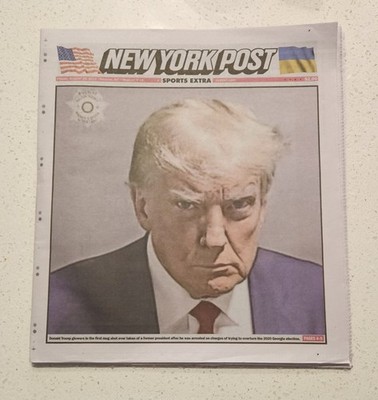 New York Post Donald Trump Mugshot Newspaper 8/25/23 New As Seen In White House